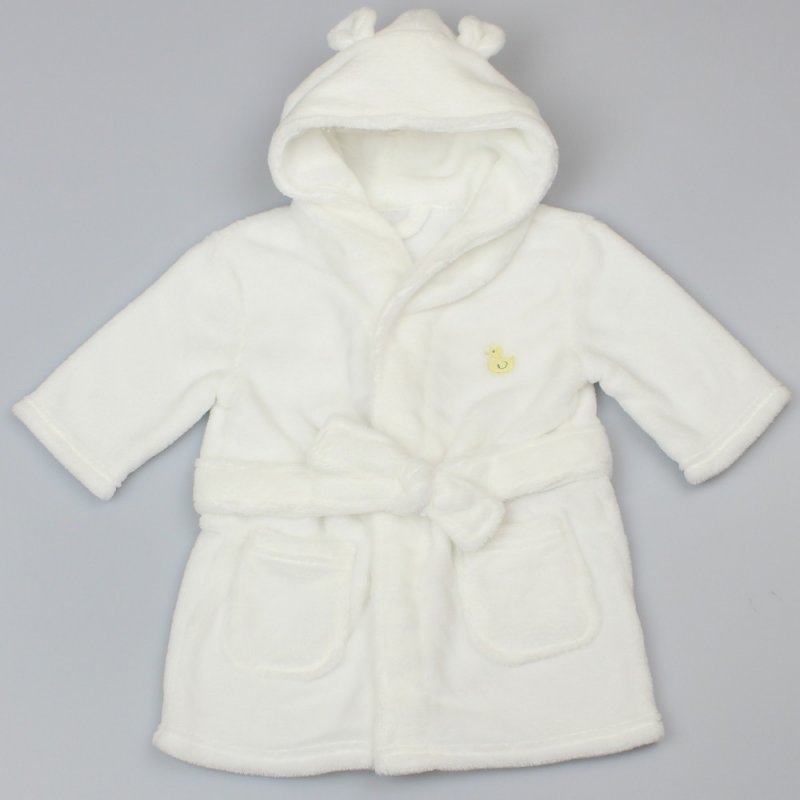 WF1937: Baby Plush Plain White Dressing Gown (0-12 Months)